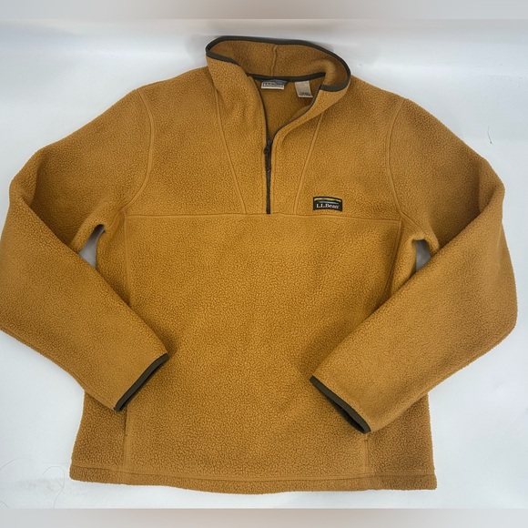 Bean Men's Yellow Fleece Katahdin Fleece Pullover 1/4 Zip Size